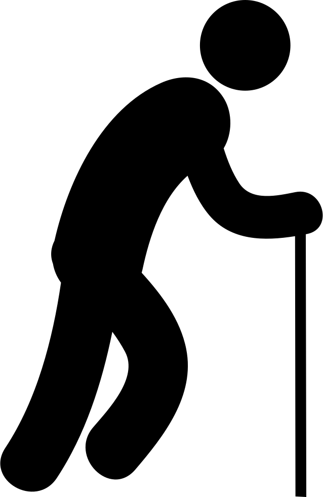 Silhouetteof Person Using Walking Stick PNG Image