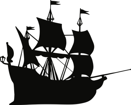 Silhouetteof Sailing Ship PNG Image