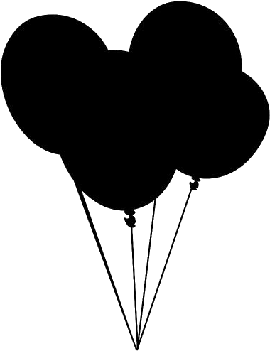 Silhouetteof Three Balloons PNG Image