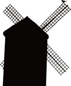 Silhouetteof Traditional Windmill PNG Image