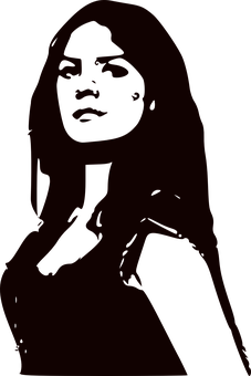 Silhouetteof Young Woman PNG Image