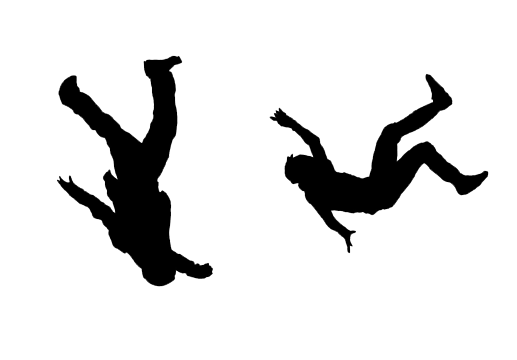 Silhouettesof Two People Falling PNG Image