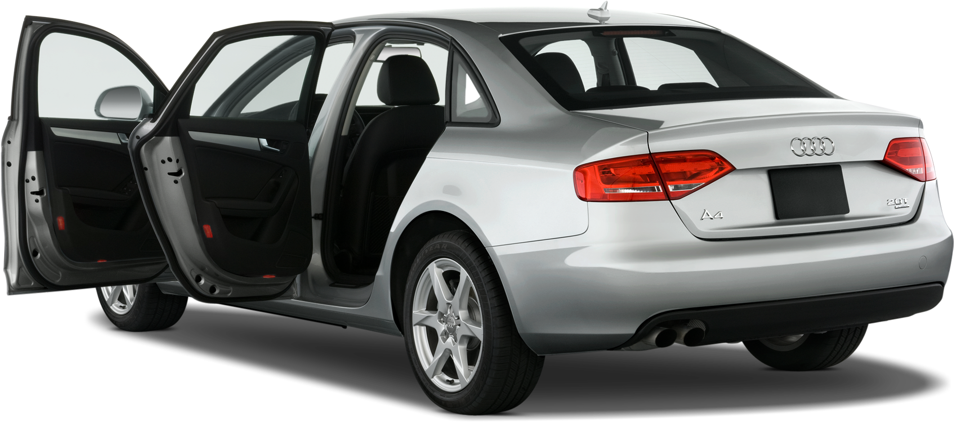 Silver Audi A4 Rear Viewwith Open Doors PNG Image