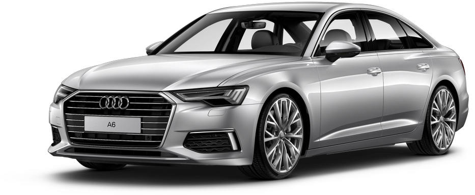 Silver Audi A6 Sedan Profile View PNG Image