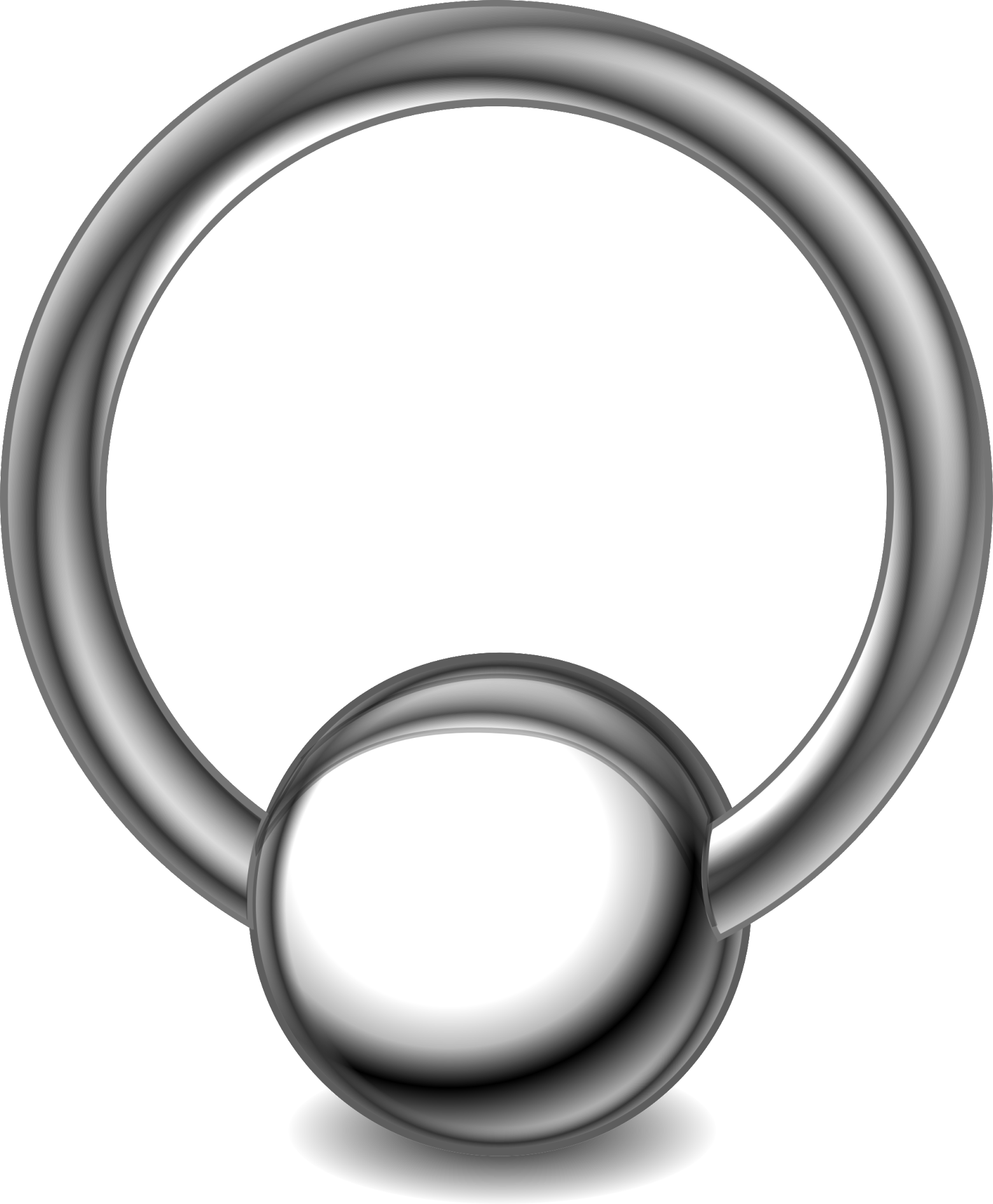 Silver Captive Bead Ring Piercing PNG Image