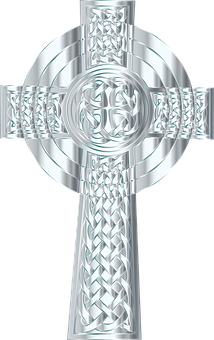 Silver Celtic Cross Design PNG Image