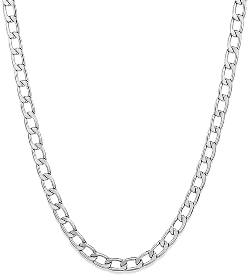 Silver Chain Necklace Gangsta Style PNG Image