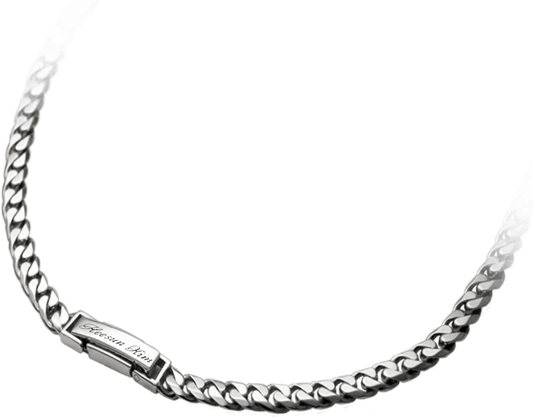 Silver Cuban Link Chainwith Clasp PNG Image