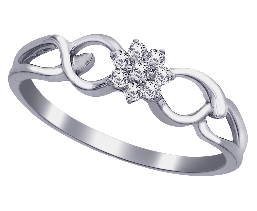 Silver Diamond Cluster Ring PNG Image