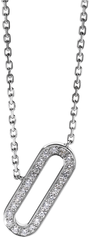 Silver Diamond Paperclip Pendant Chain PNG Image