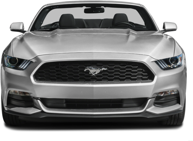 Silver Ford Mustang Convertible Front View PNG Image