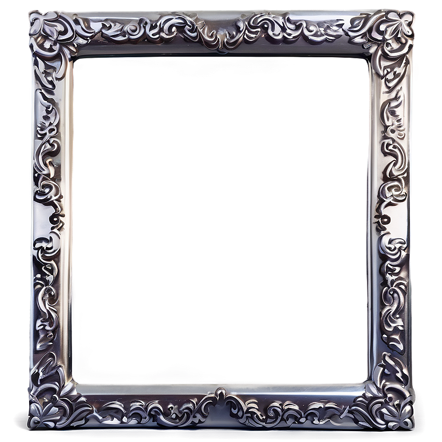 Silver Frame Photo Border Png Knr60 PNG Image