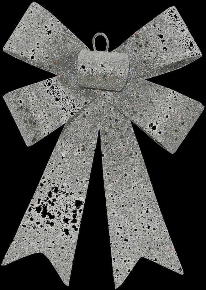 Silver Glitter Bow Decoration PNG Image