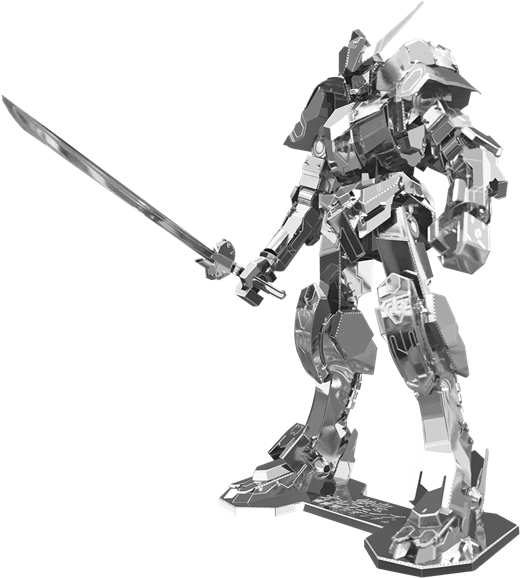 Silver Gundam Mecha Standing PNG Image