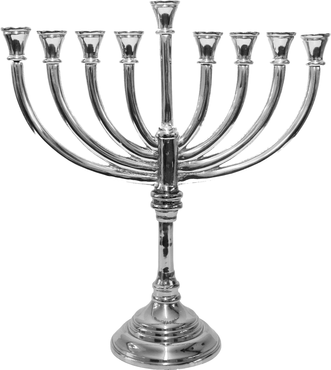 Silver Hanukkah Menorah PNG Image