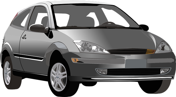 Silver Hatchback Car Illustration PNG Image