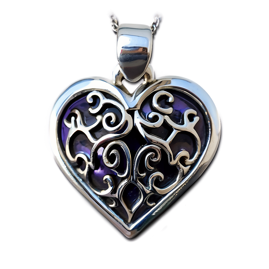 Silver Heart Pendant Png 06282024 PNG Image