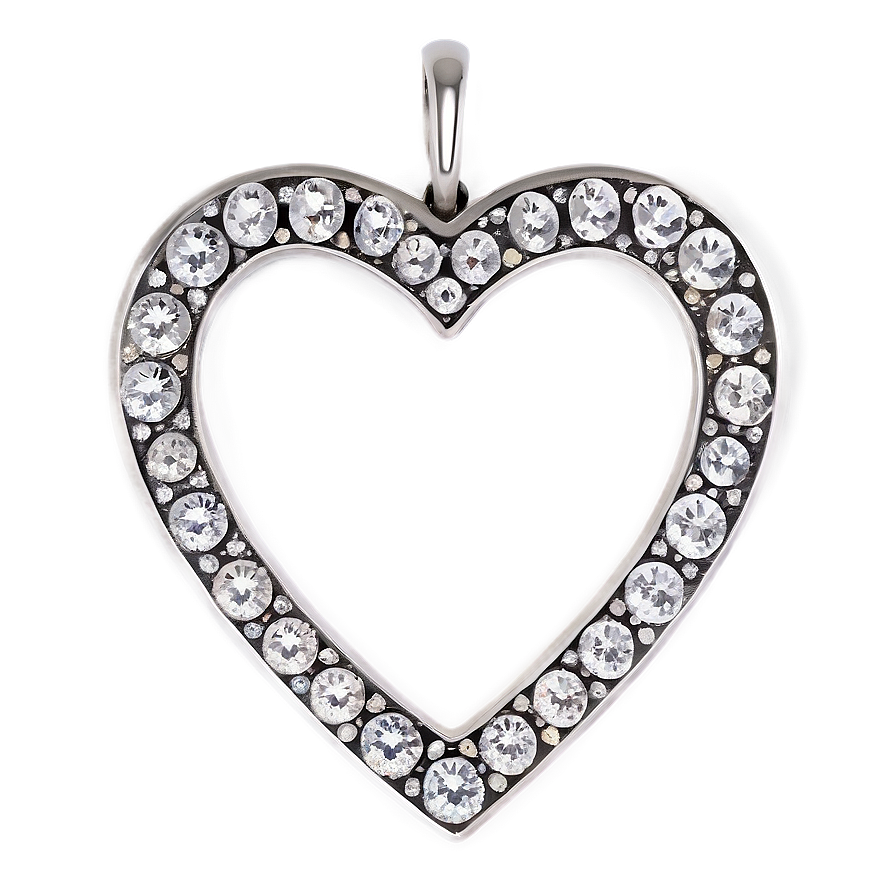 Silver Heart With Diamonds Png 90 PNG Image