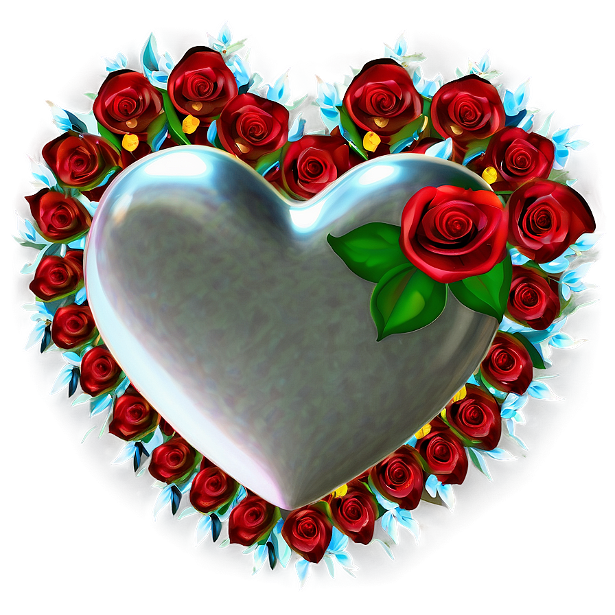 Silver Heart With Flowers Png 39 PNG Image