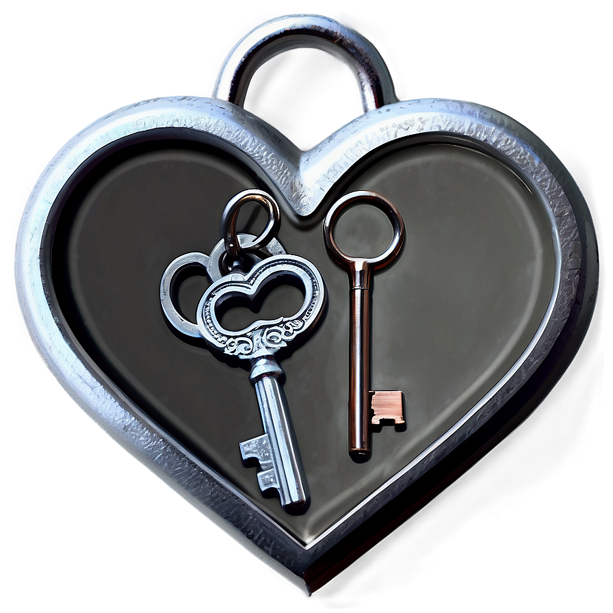 Silver Heart With Keys Png 17 PNG Image