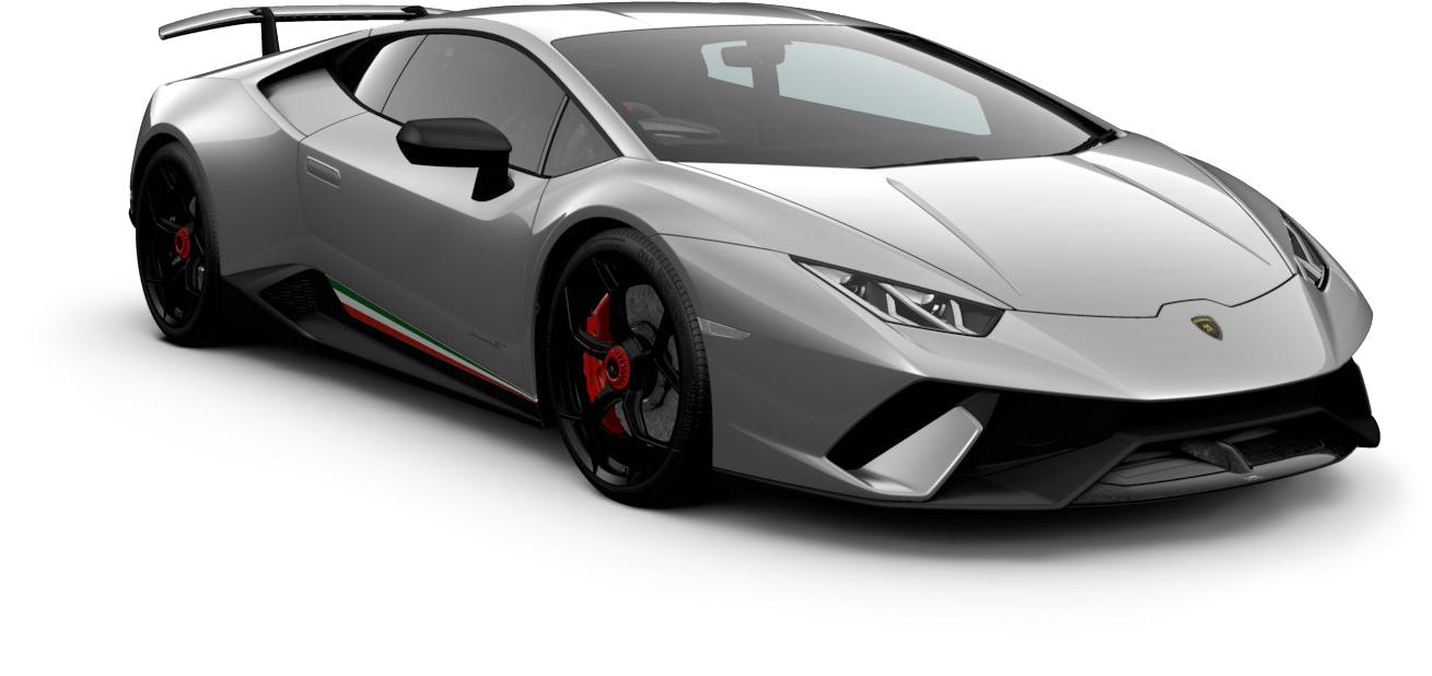 Silver Lamborghini Huracan Evo Side View PNG Image