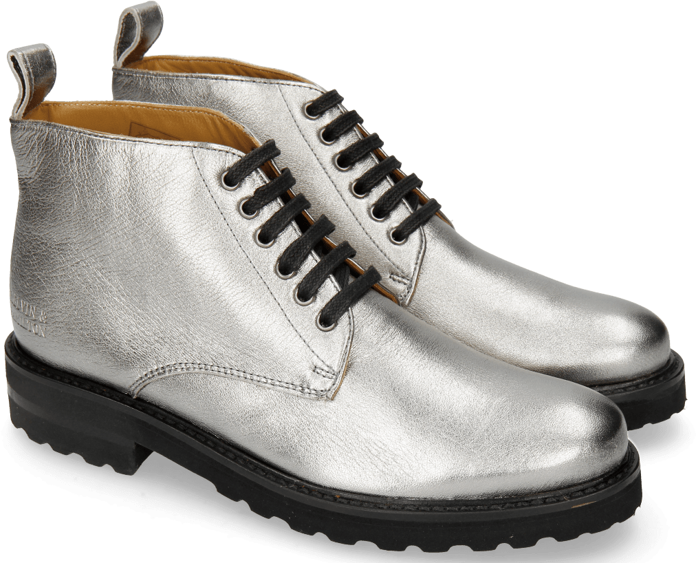 Silver Leather Ankle Boots PNG Image