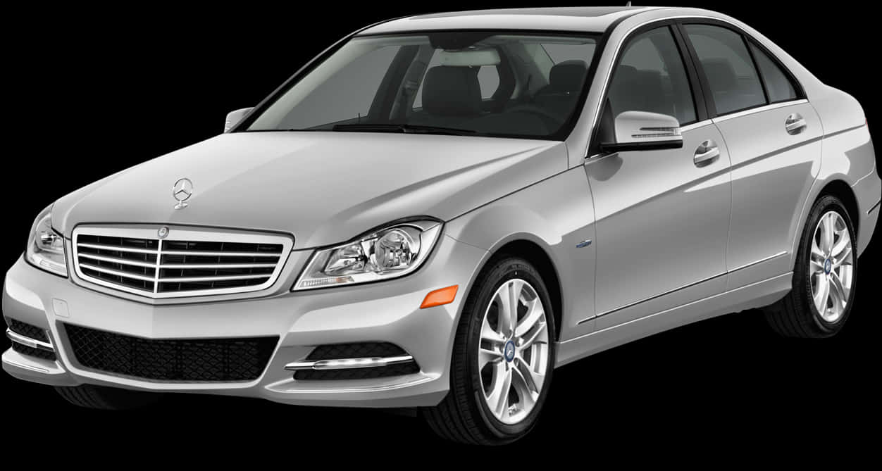 Silver Luxury Sedan Side View PNG Image