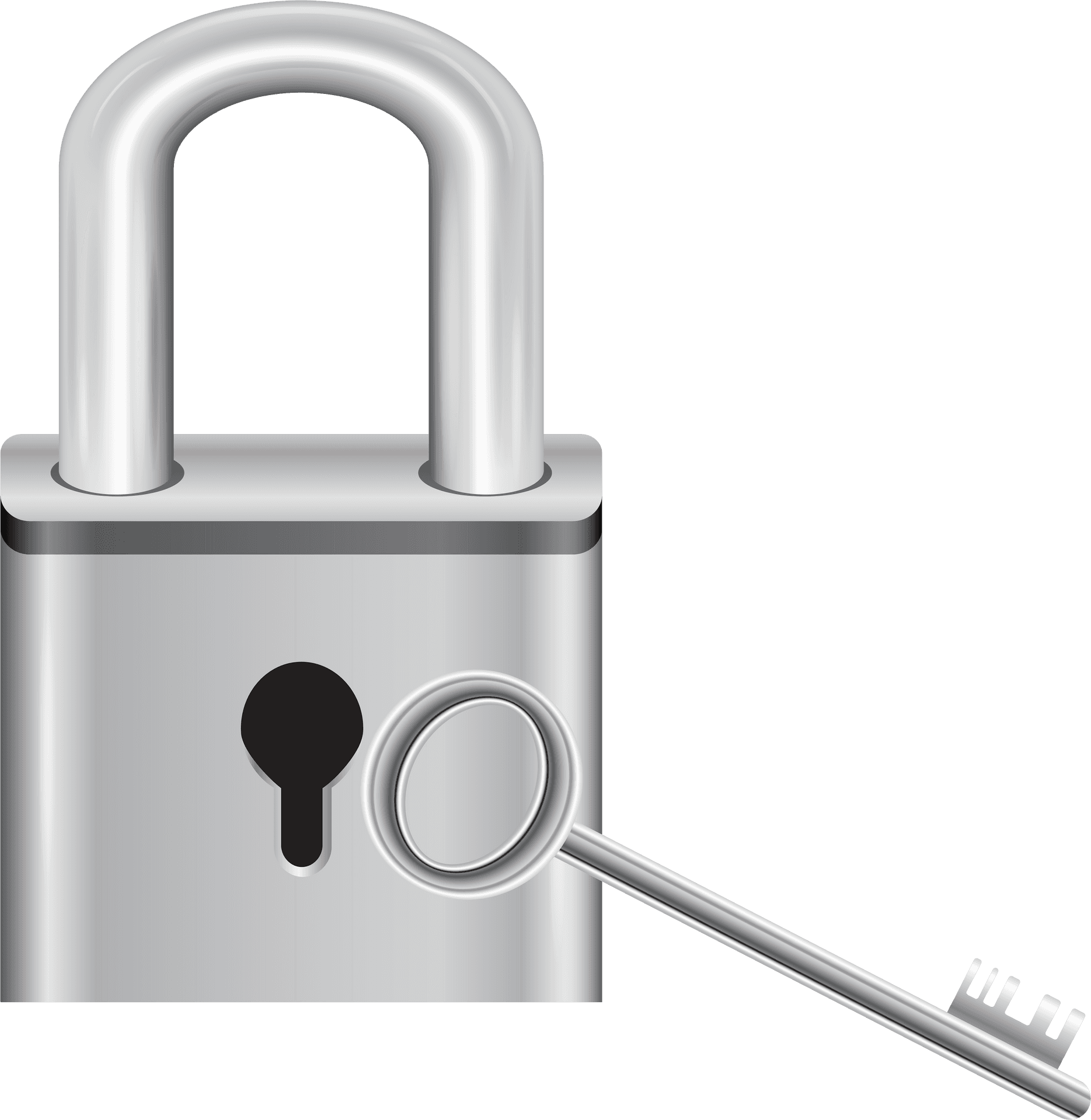 Silver Padlockand Key.png PNG Image