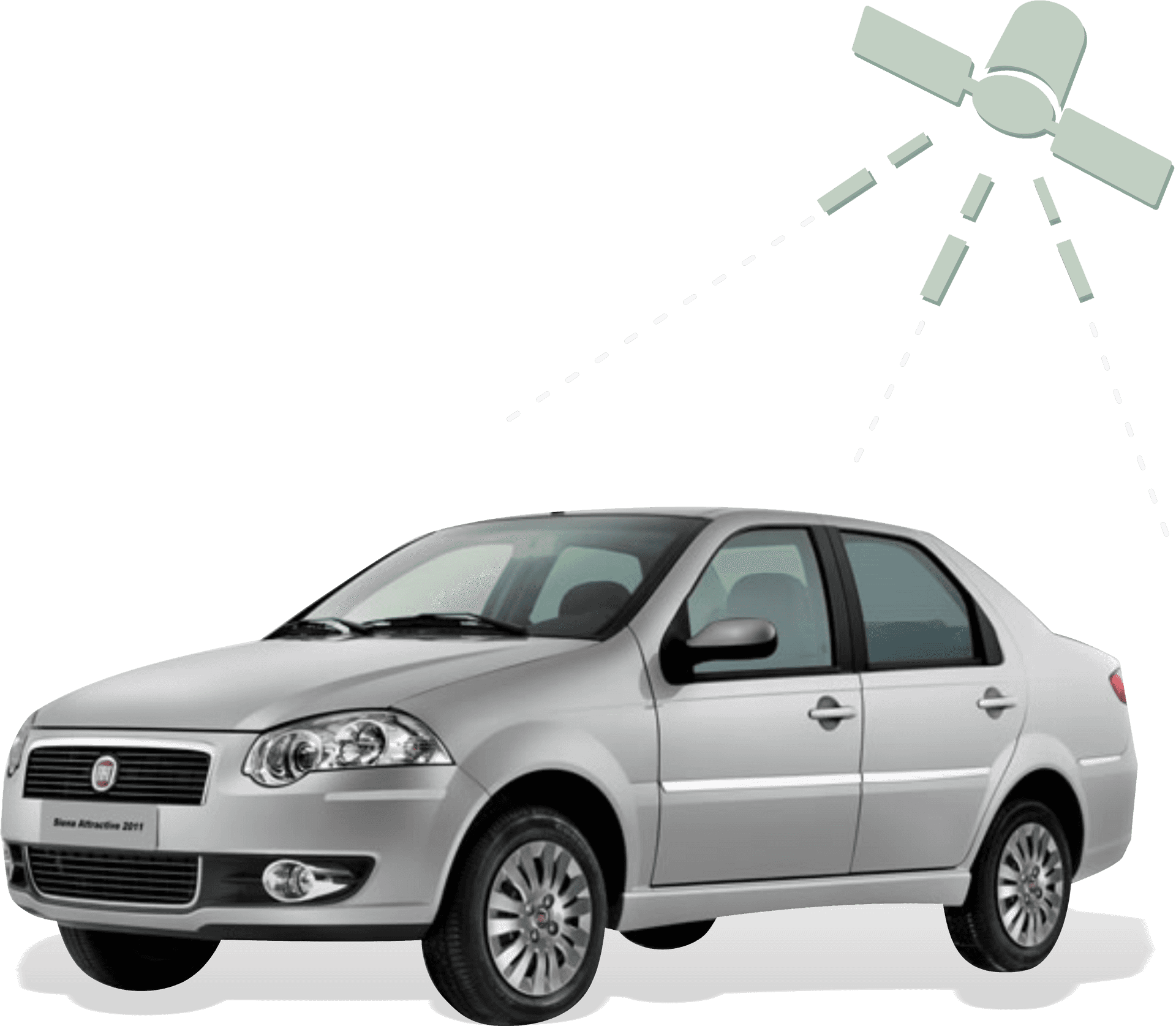 Silver Sedan G P S Satellite Connection PNG Image