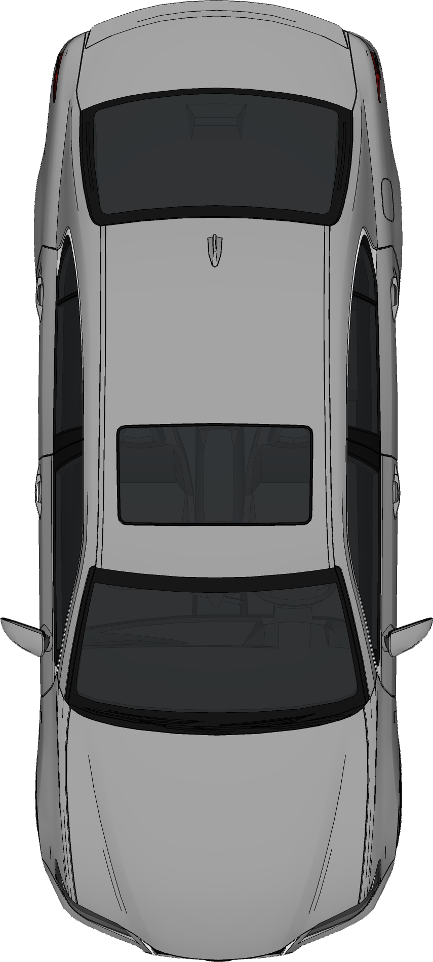 Silver Sedan Top View Illustration PNG Image