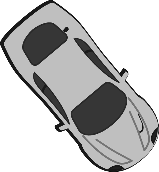 Silver Sports Car Top View Illustration PNG Image