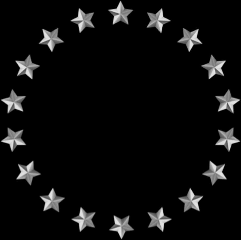 Silver Star Frameon Black Background PNG Image