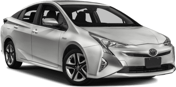 Silver Toyota Prius Hybrid Side View PNG Image