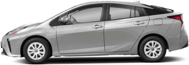 Silver Toyota Prius Side View PNG Image