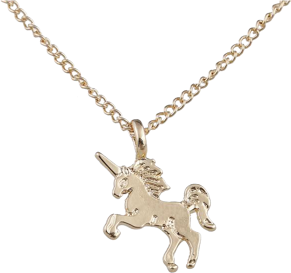 Silver Unicorn Pendant Necklace PNG Image