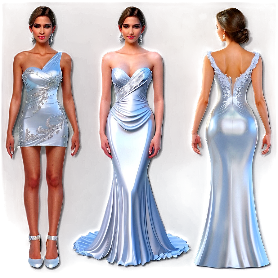 Silver Wedding Dresses Png Bnb PNG Image