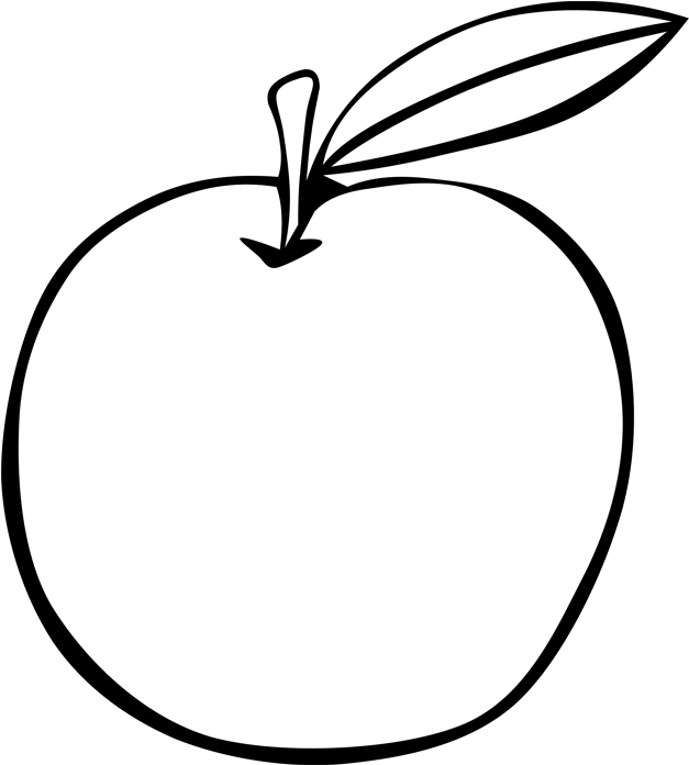 Simple Apple Line Art PNG Image