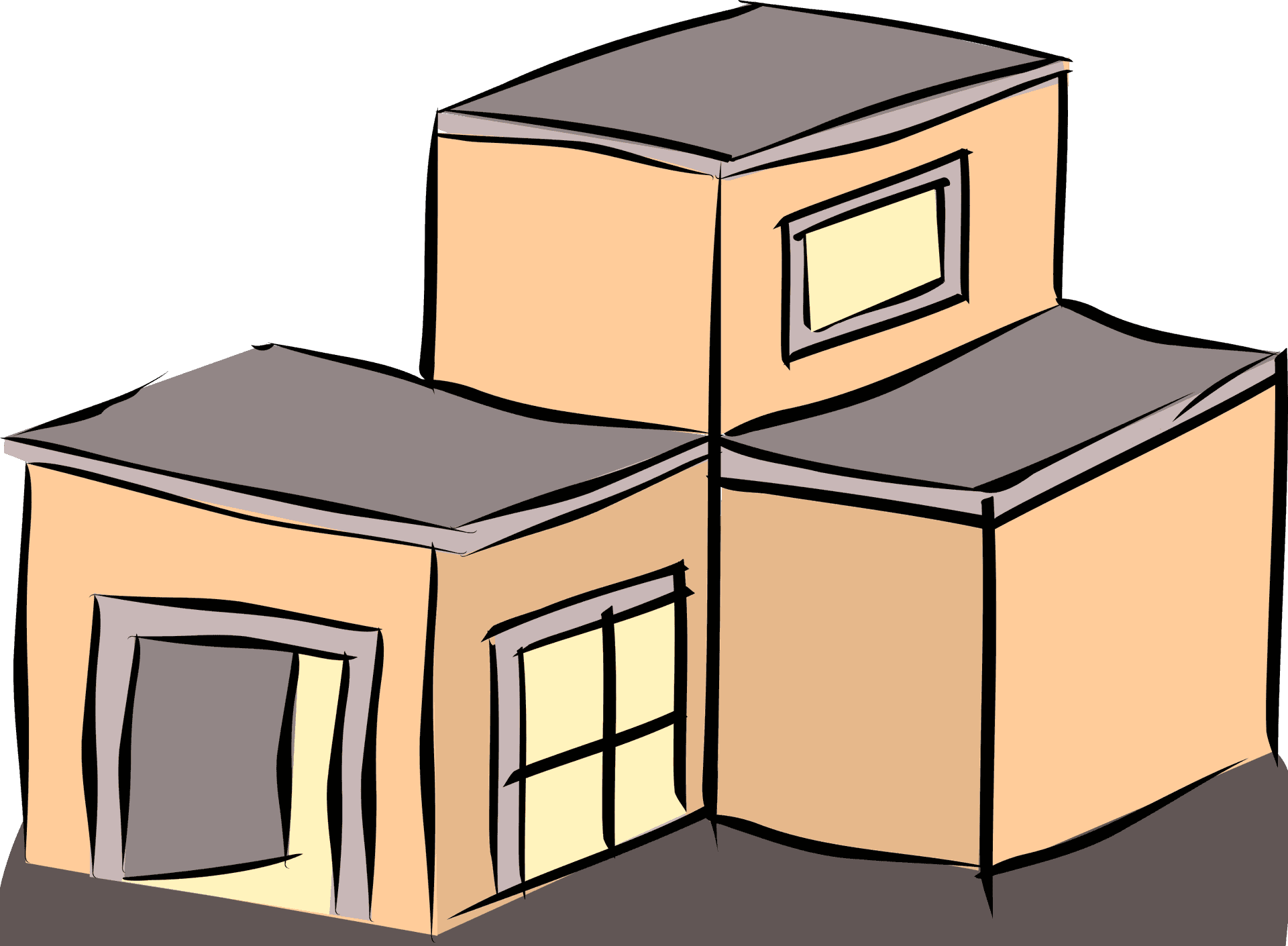 Simple Beige House Clipart PNG Image