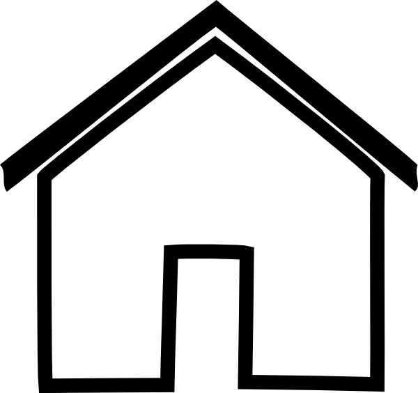 Simple Blackand White House Clipart PNG Image