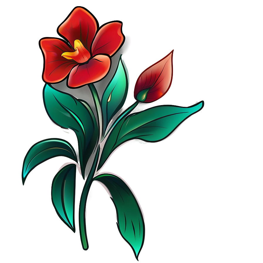 Simple Flower Tattoo Design Png Qto PNG Image