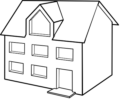 Simple House Line Art PNG Image