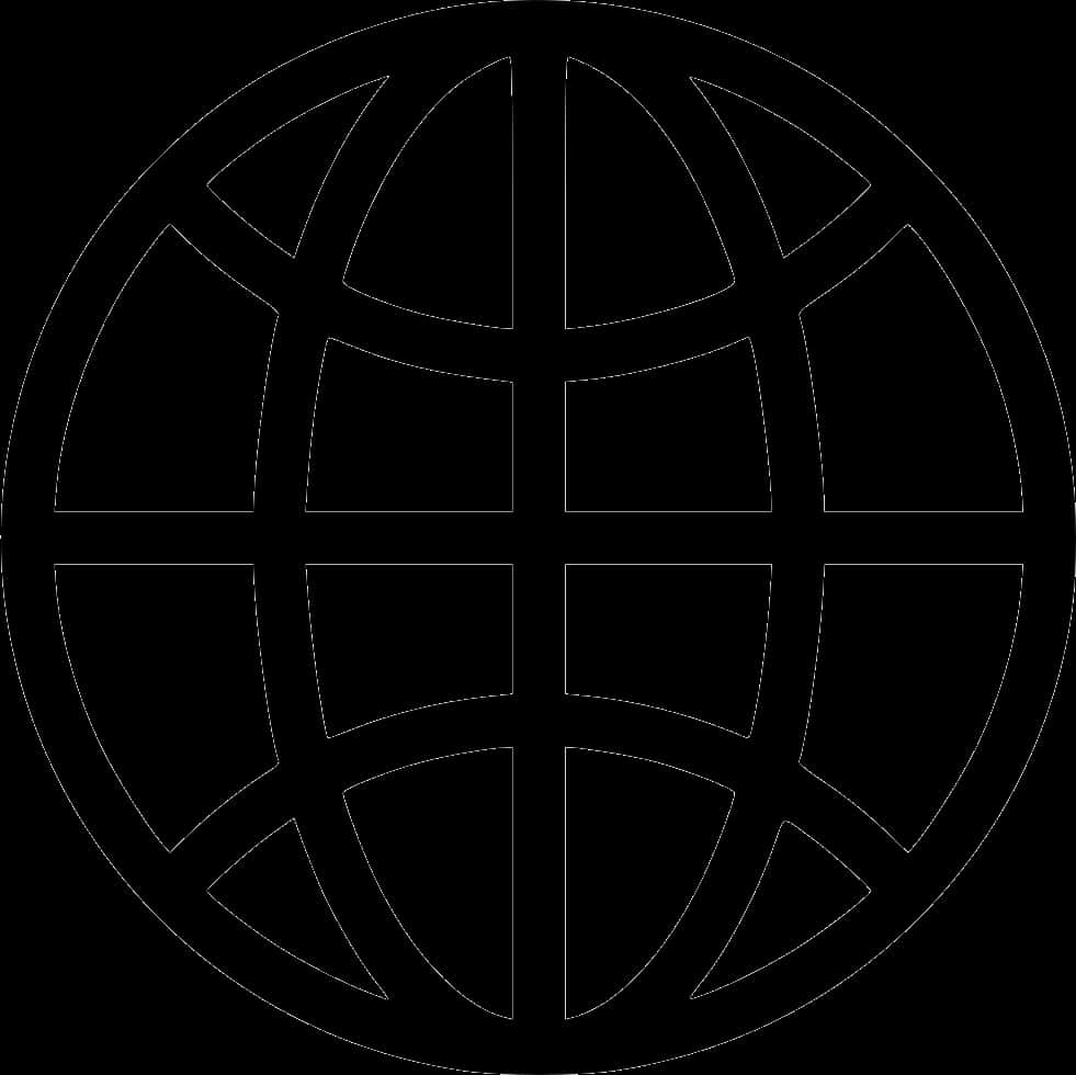 Simplified Black Globe Icon PNG Image