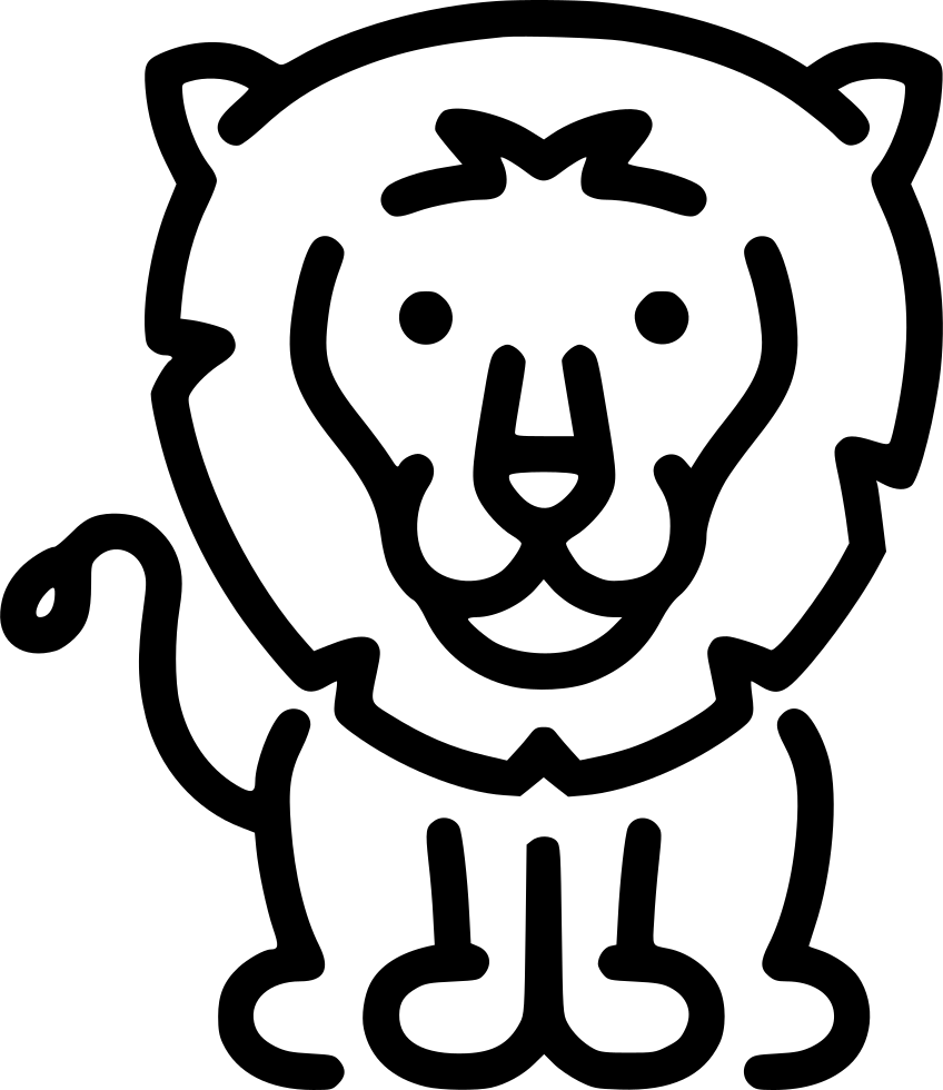 Simplified Black Lion Drawing PNG Image