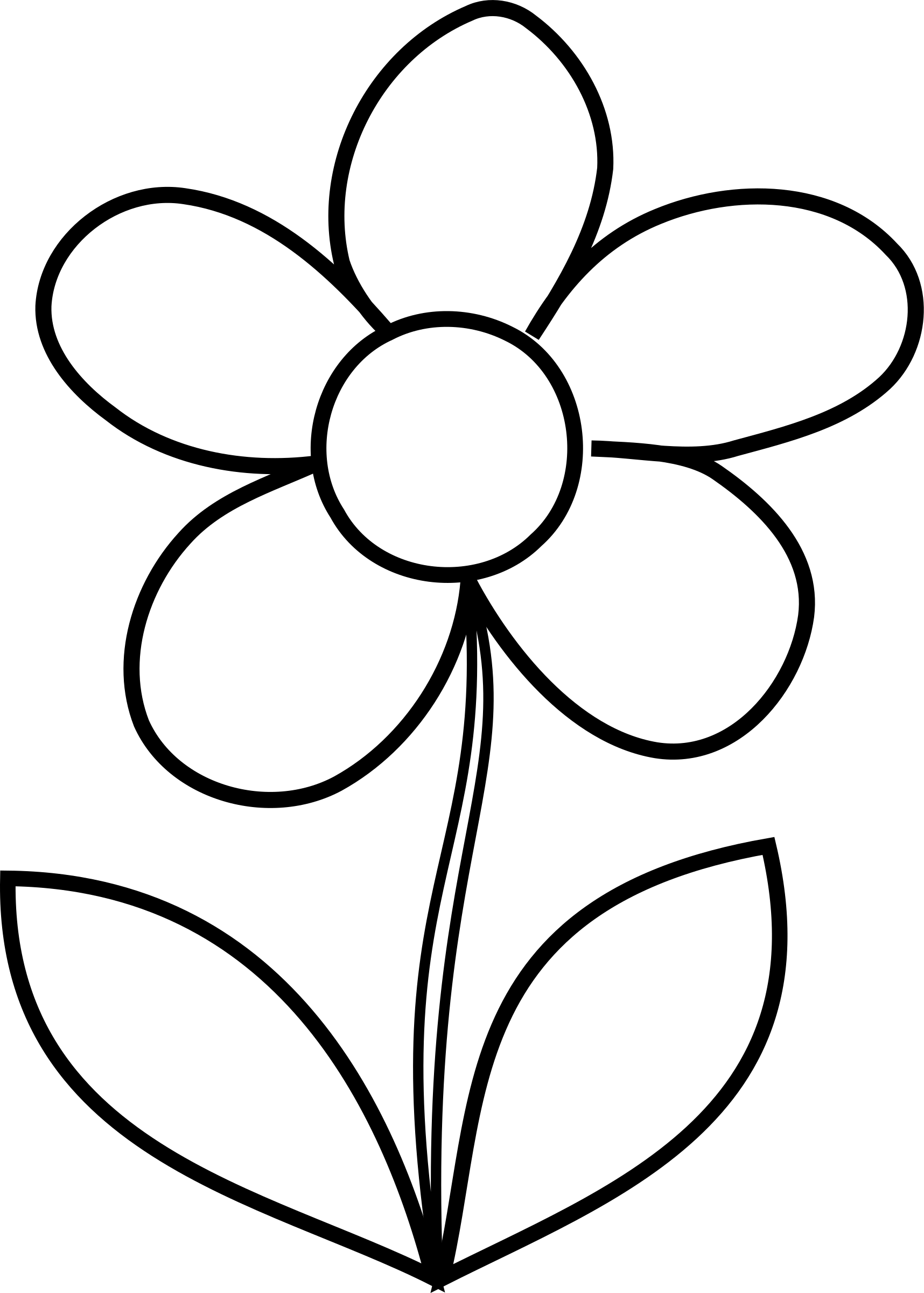 Simplified Flower Illustration B W PNG Image