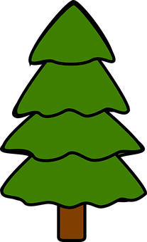 Simplified Green Pine Tree Graphic PNG Image