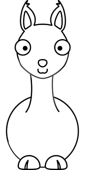 Simplified Llama Cartoon Illustration PNG Image