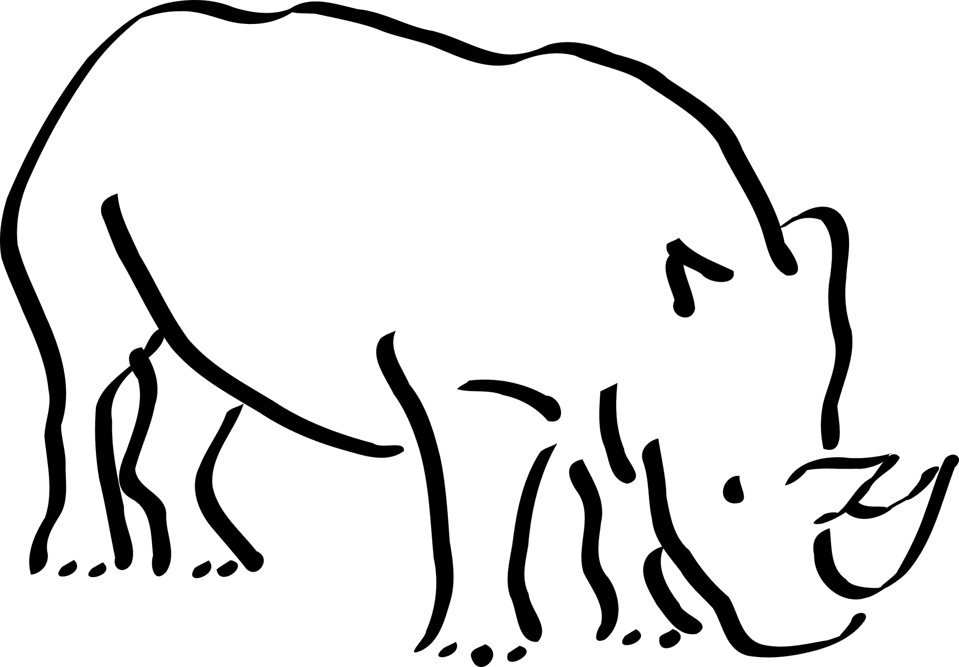 Simplified Rhino Line Art PNG Image