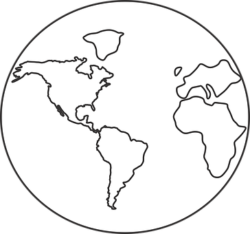 Simplified World Map Outline PNG Image