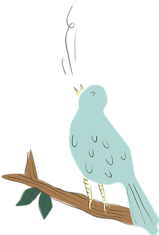 Singing Birdon Branch PNG Image