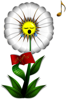 Singing Daisy Cartoon PNG Image